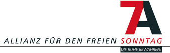 Logo der Allianz für den freien Sonntag – „Die Ruhe bewahren“ mit roter 7 und A.